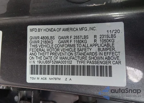 2021 Acura Tlx A-Spec Package z USA, uszkodzony, nr VIN 19UUB5F52MA005102